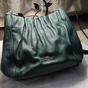 Coach Dark Green Leather Hobo Bag